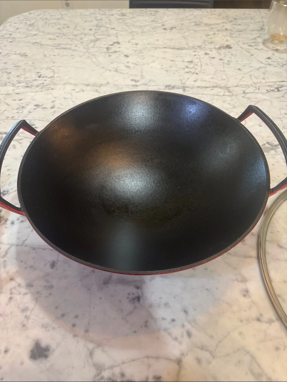 Le Creuset Red Cast Iron Wok